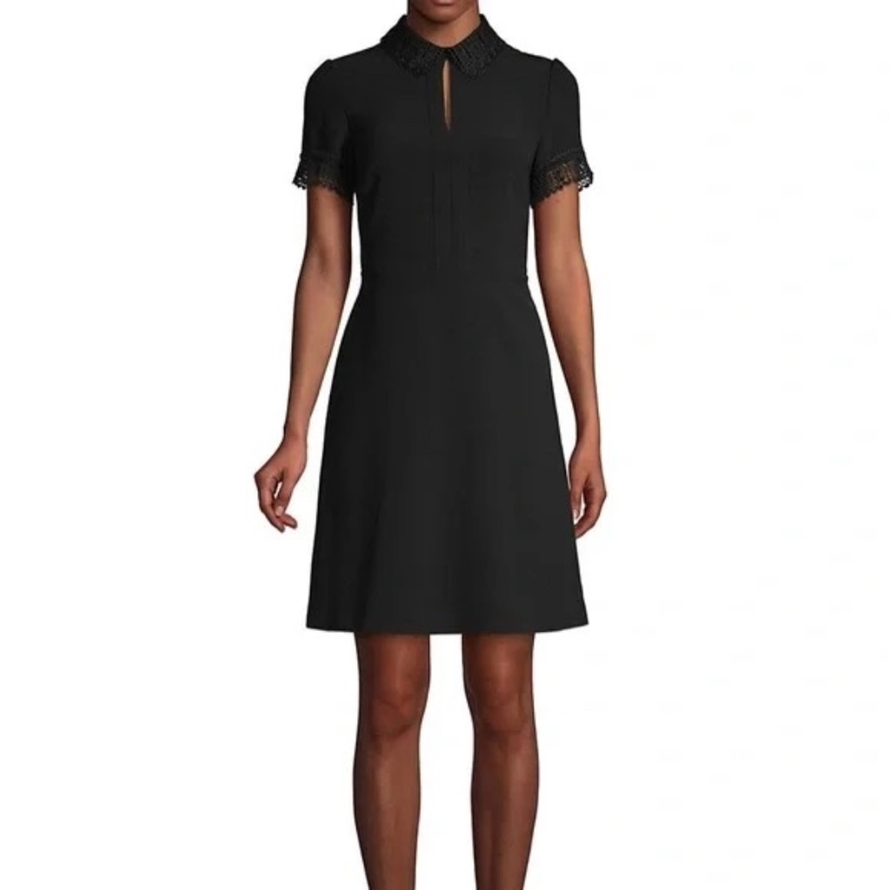 Karl Lagerfeld Women’s Point-Collar Mini A-Line Black Dress LBD Sz 4